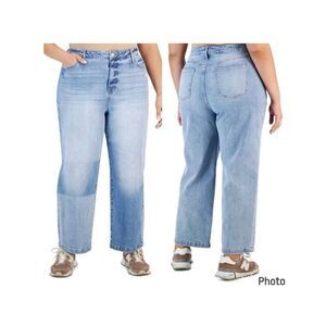 NWT And Now This 28W Plus Size Ultra-High-Rise Two-Tone Wide Leg Blue Jeans 28